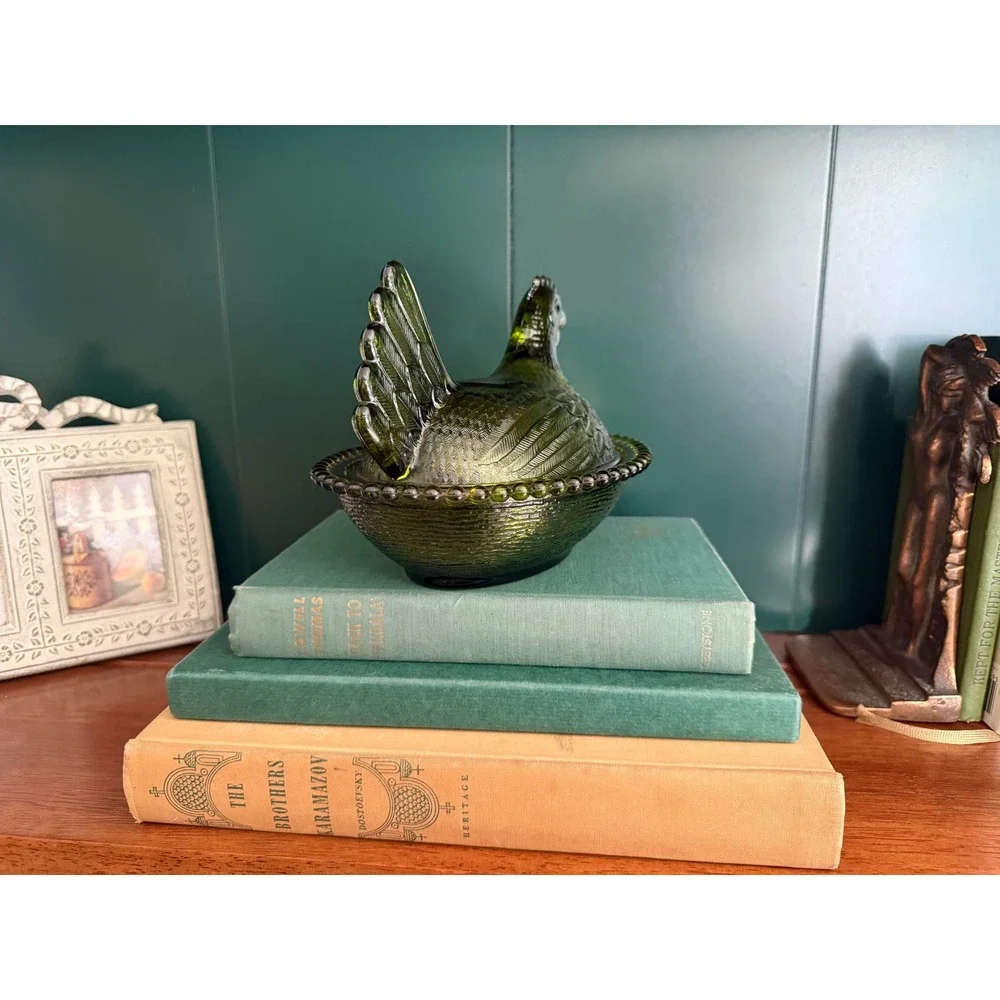 Indiana Glass Hen on Nest Covered Dish | Vintage Chicken Candy Dish |